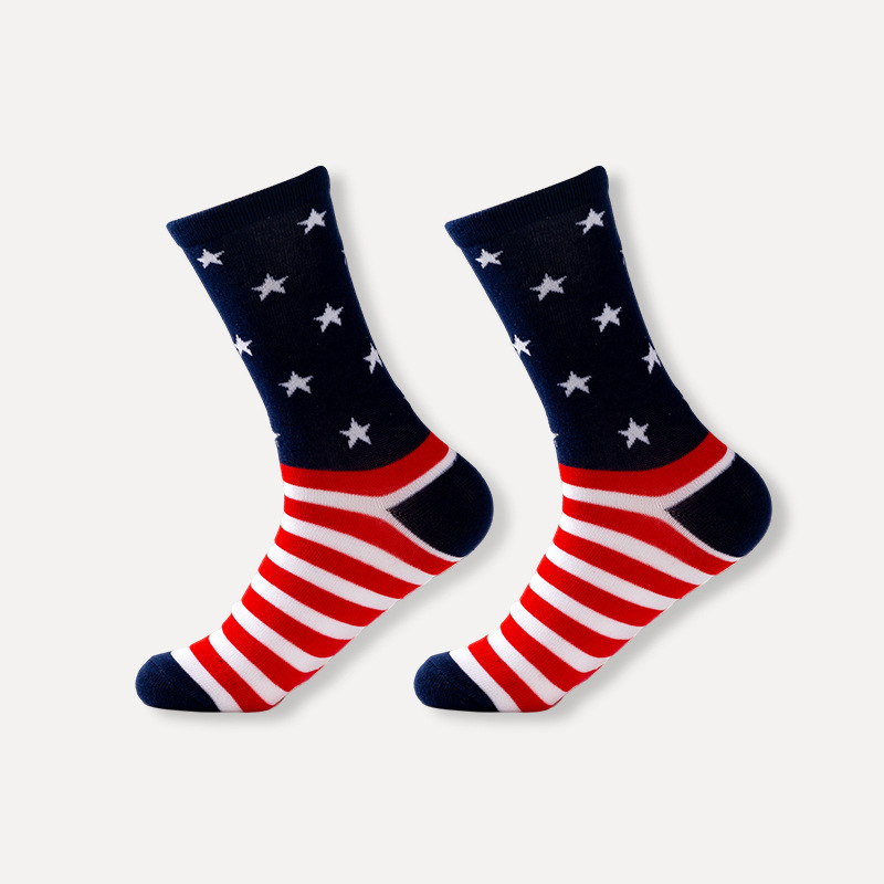 MenS Sports And Casual Socks With Patriotic Stars And Stripes Crew